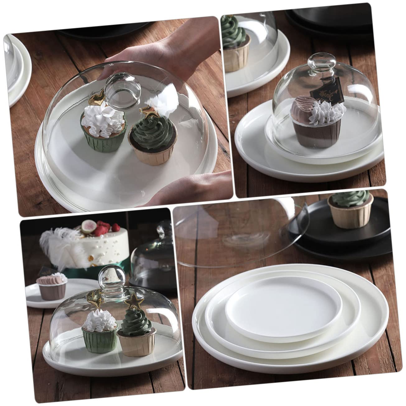 Veemoon Multifunktionale Tortenplatte mit Deckel Transparentes Design für Desserts Kuchen und Snacks für Hochzeiten und Feiern mit Praktischem Griff zur Einfachen Handhabung