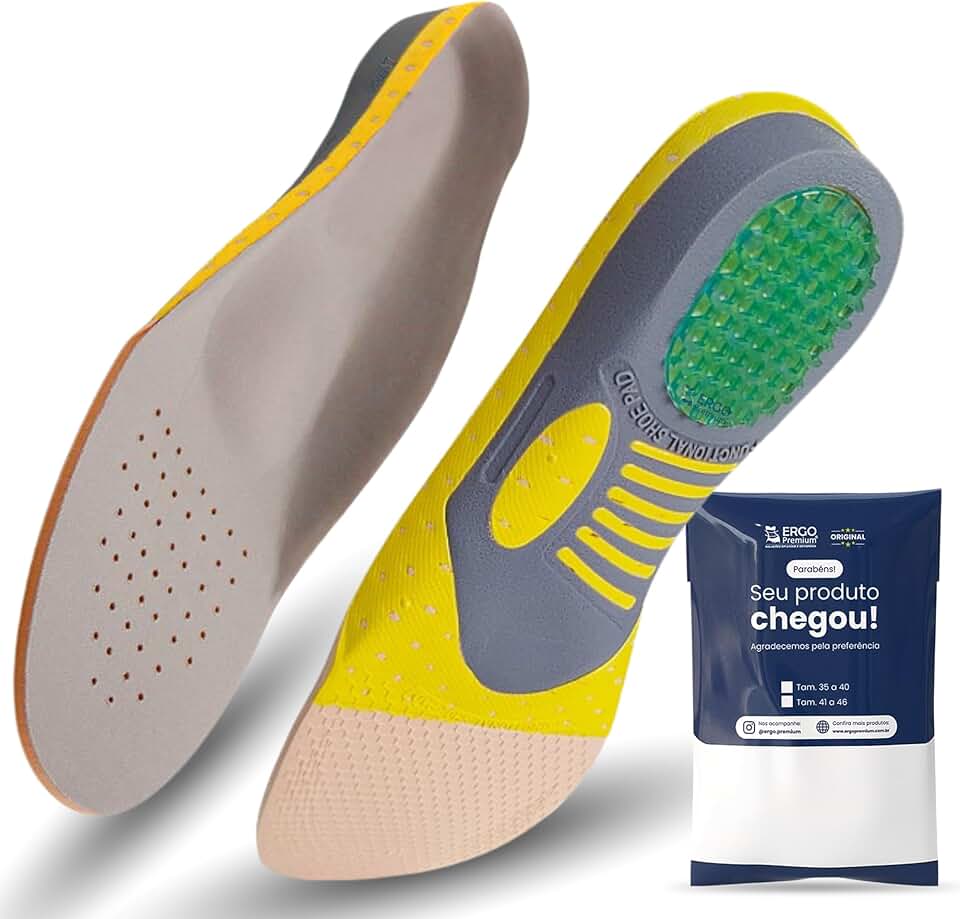 Palmilha Ortopedica para Fascite Plantar e Esporão Calcaneo com Calcanhar em Gel Amortecedor (41-46)