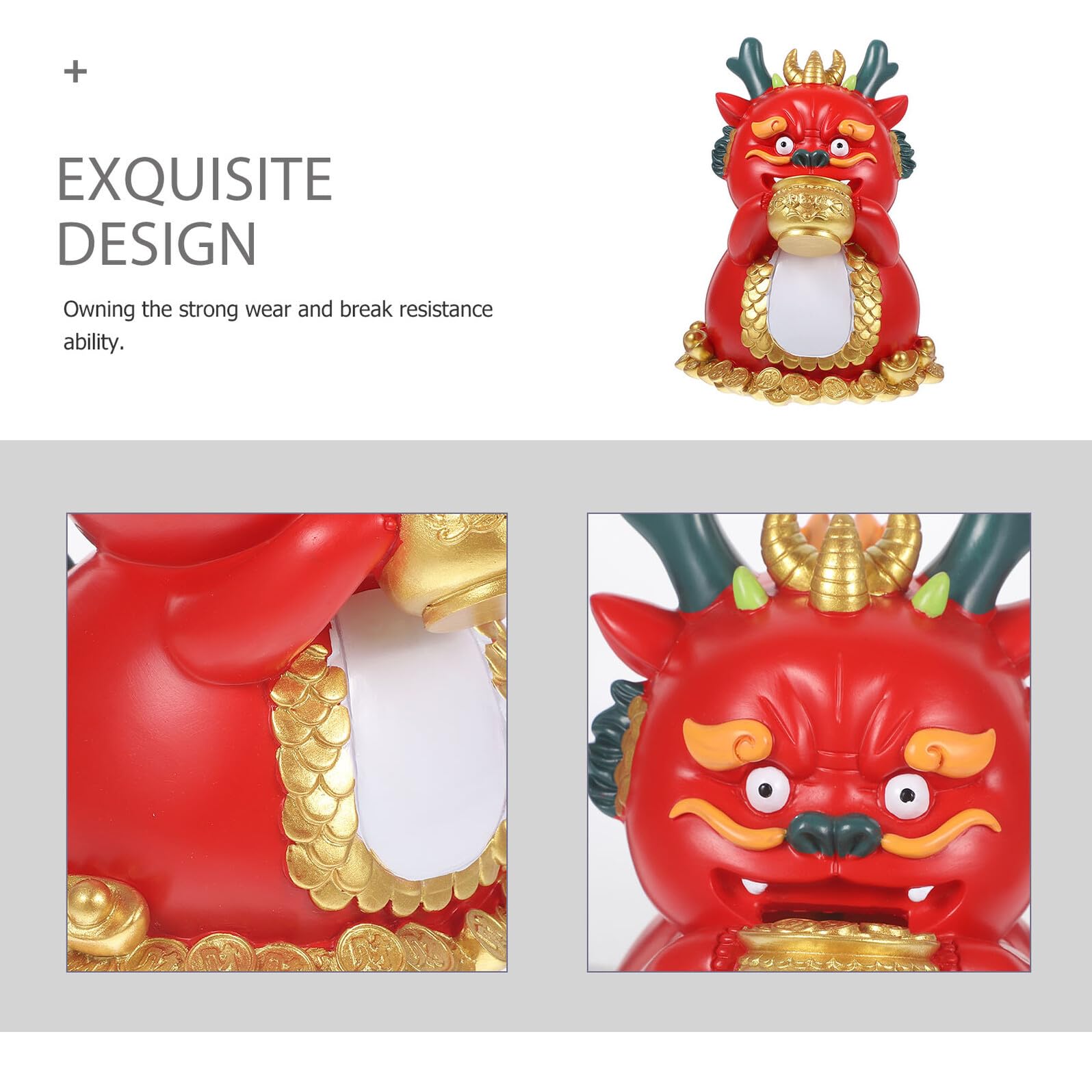 NOLITOY Drachen Sparschwein aus Kunstharz Chinesisches Tierkreiszeichen-spardose Münzbehälter Dekoratives Accessoire für Neujahrsgeschenke