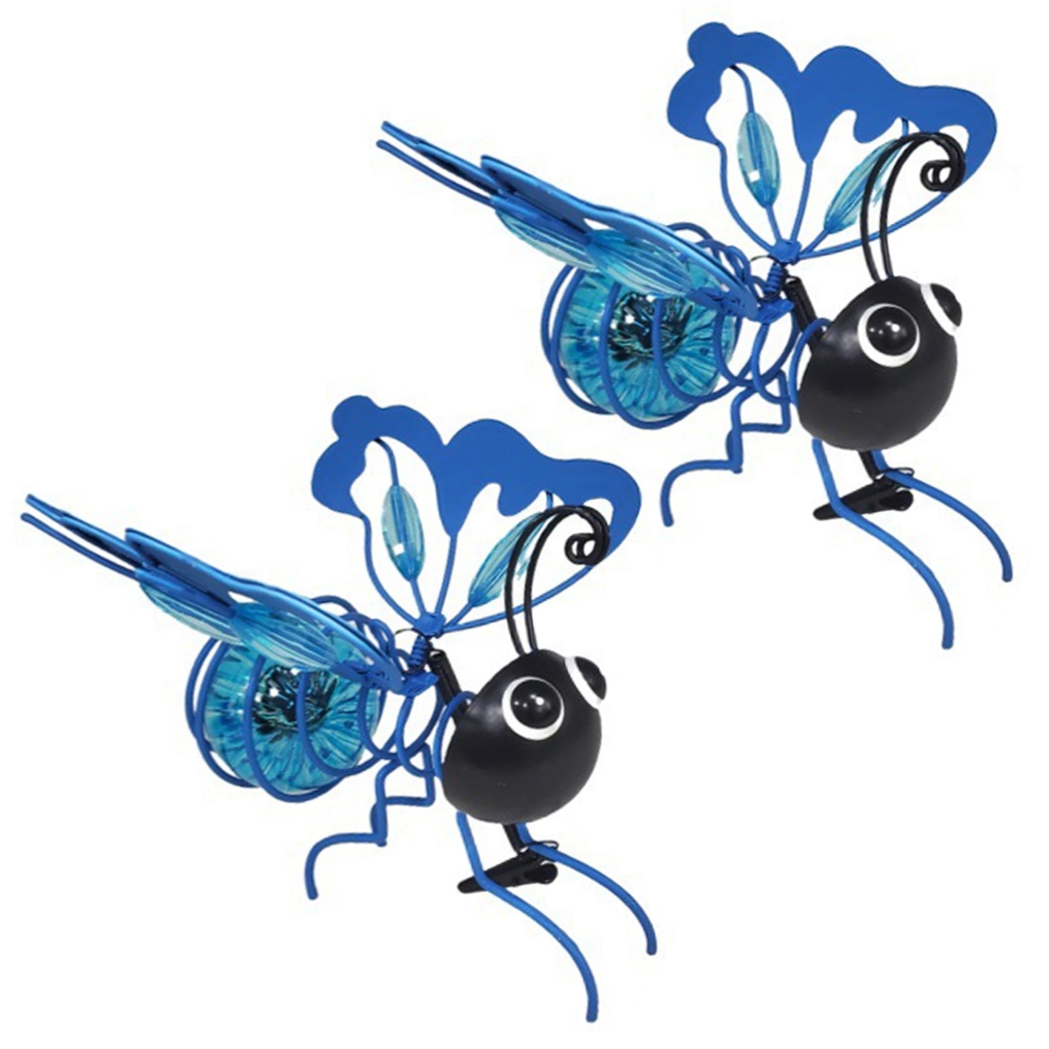 StaZamor 2Pcs Hanging Waterproof Metal Solar Bee Lights for Outdoor Garden, Dancing Motion Decorative Solar Powered Lights for Patio, Yard, Fence (Blue)