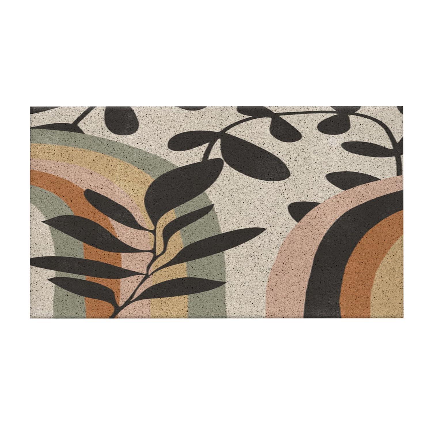 Nogrit Boho Door Mats for Bathroom, Non Slip Shower Mat, Boho Front Door Mat Outside Entrance, Botanical Rainbow Bathroom Mat 17x30