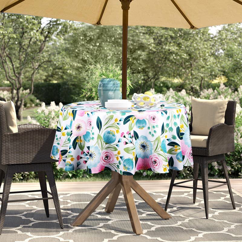 Image of EHouseHome Outdoor Indoor 60inch Round Tablecloth with Umbrella Hole and Zipper, Waterproof Zippered Patio Cloths, Spring /Summer Table Covers for Backyard Circular Table /BBQs /Picnic
