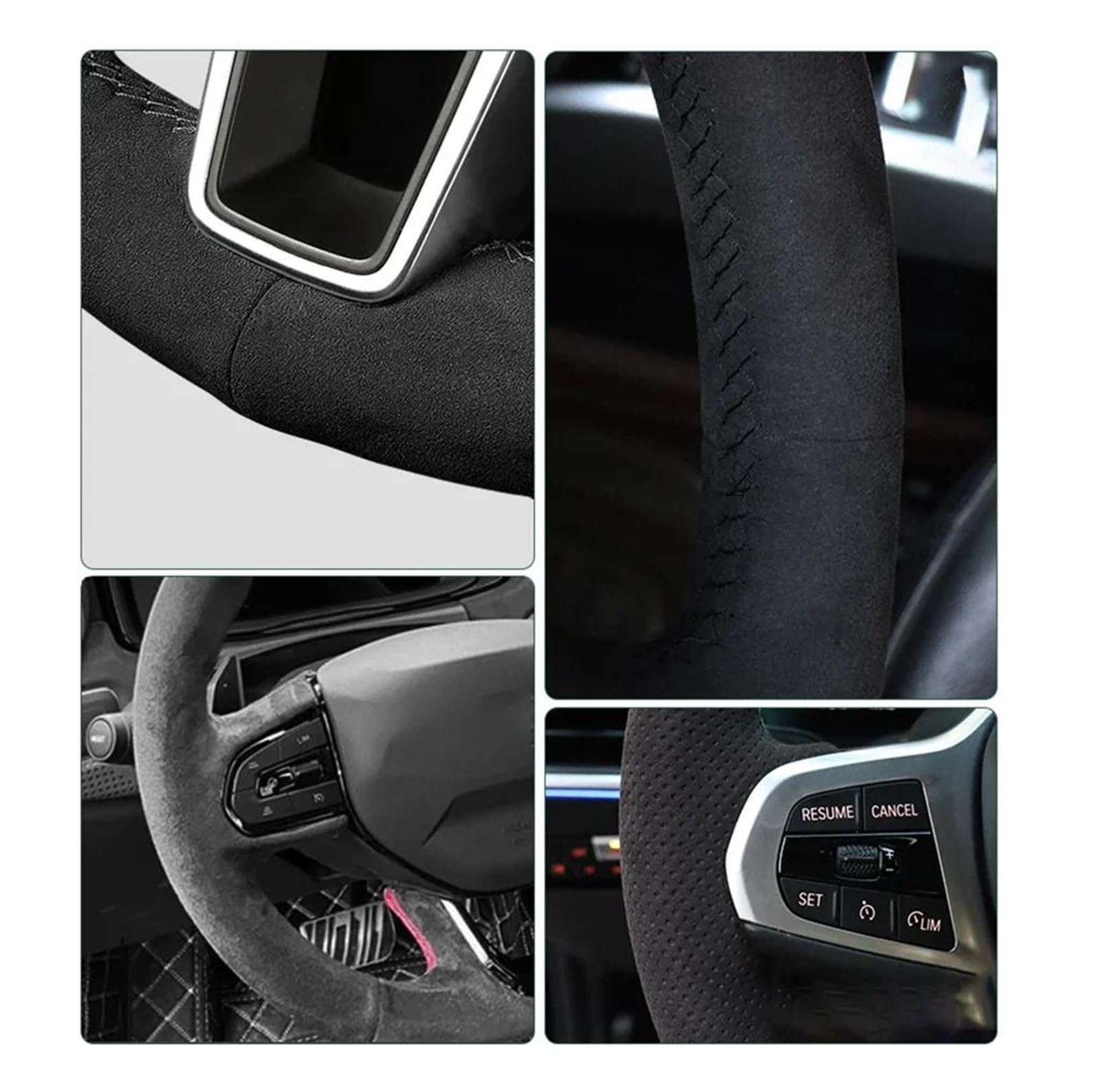 Lenkrad Bezug Auto Lenkrad Geflecht Abdeckung Wildleder Für VW Für Golf 7 Für Mk7 Neue Für Polo Für Jetta Für Passat B8 Lenkung Wrap Lenkradabdeckung(Red Thread)