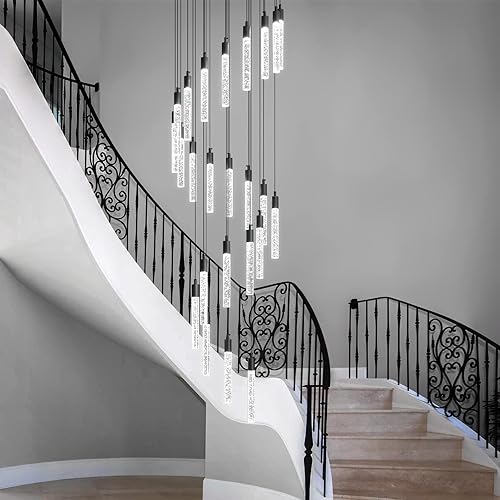 Miniatura 4 de zhllmq Lámpara colgante moderna de 24 luces para isla de cocina, lámpara LED regulable para vestíbulo, entrada de techo alto, luces colgantes para