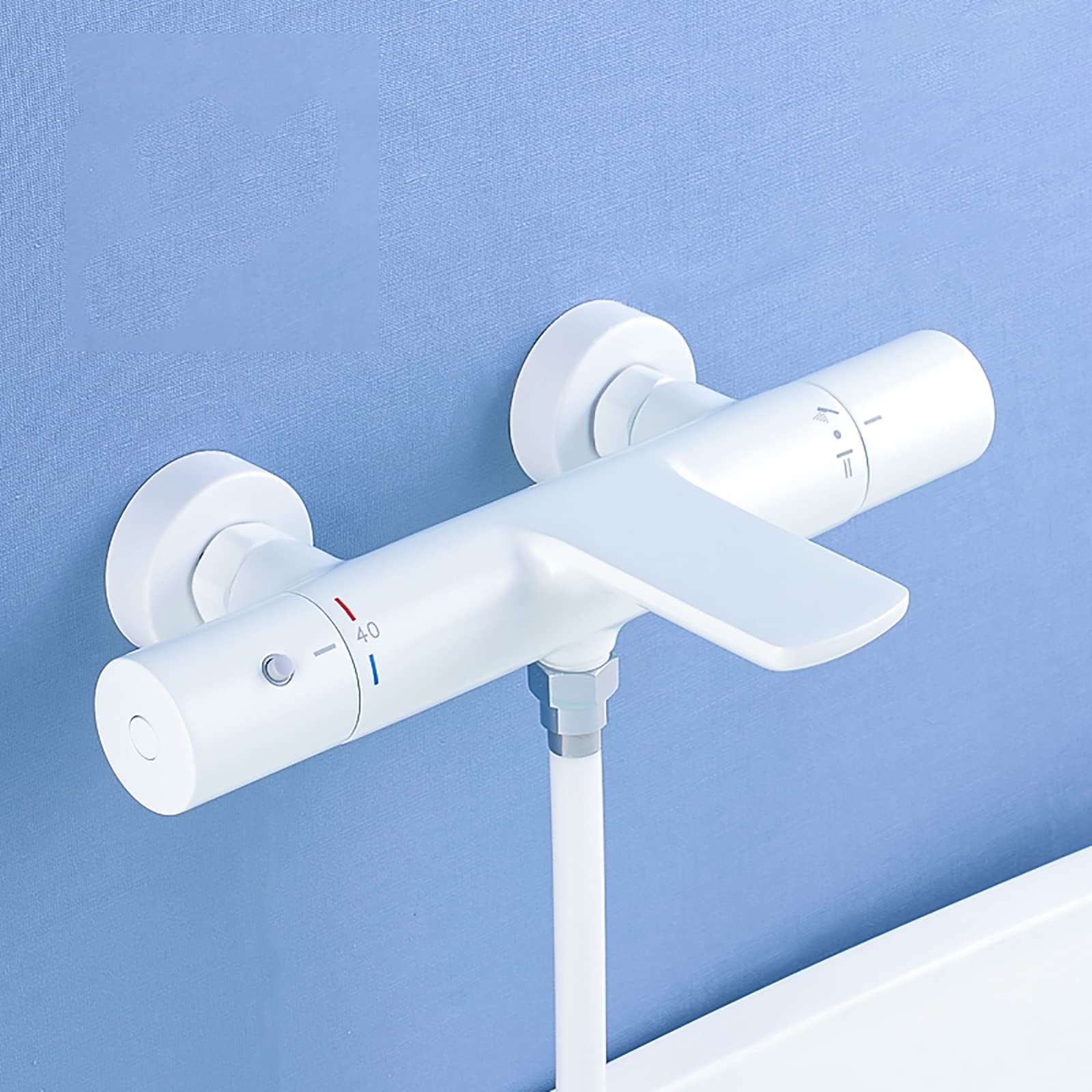 Termostatico Rubinetto per Vasca da Bagno con 3 Funzioni Doccetta, Bianco Rubinetto Miscelatore Vasca da Bagno Ottone Montaggio a Parete Rubinetto Vasca con Asta di Sollevamento