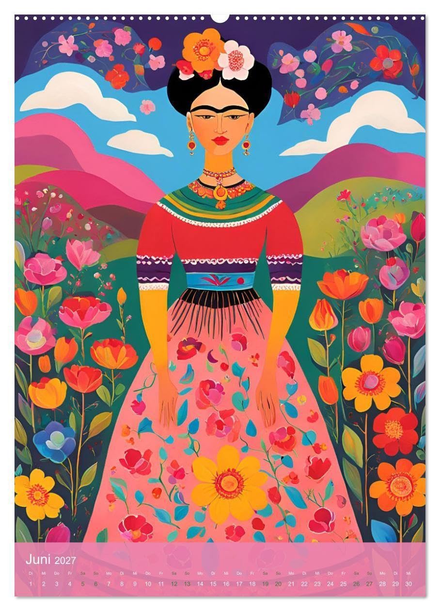 Gefangen in Normen. Frida Kahlo inspiriert. Flor de mi alma (hochwertiger Premium Wandkalender 2027 DIN A2 hoch), Kunstdruck in Hochglanz: Frida inspiriert – Stärke jenseits der Norm (CALVENDO Kunst)