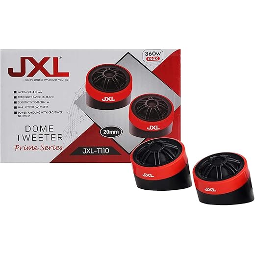 JXL T110 Dome Car Tweeter 360W MAX (Pair) Black