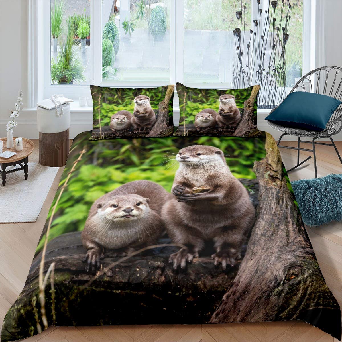 Housse de Couette Loutre Ultra Douce pour Chambre d'Enfant Style Nature