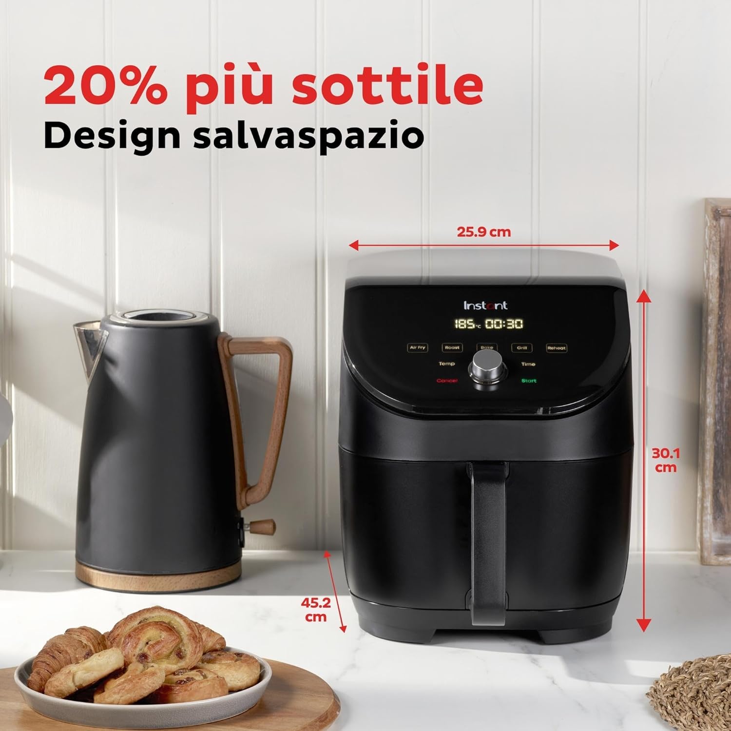 Instant Pot Vortex Slim, friggitrice elettrica senza olio 5 in 1 - Multi-cucina con funzioni di friggitrice ad aria, cottura, grill, arrosto e piastra, timer - Potenza 1700W, 5,7 L - Nero Instant Pot Vortex Slim, friggitrice elettrica senza olio 5 in 1 - Multi-cucina con funzioni di friggitrice ad aria, cottura, grill, arrosto e piastra, timer - Potenza 1700W, 5,7 L - Nero