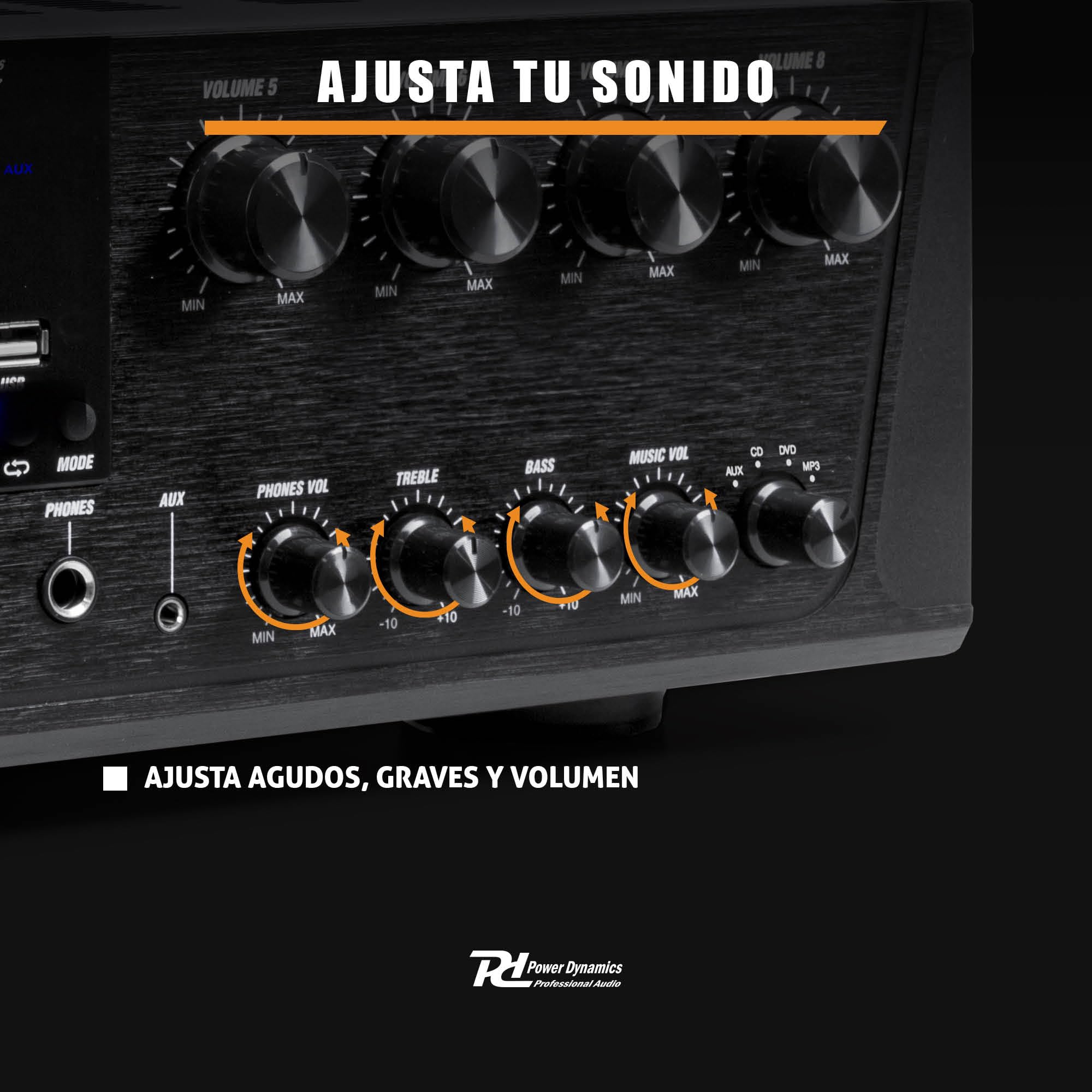 Power Dynamics PV280BT Amplificador de Audio multizona de 8 Zonas y 100 W, Amplificador multihabitación con Bluetooth, Reproductor MP3 USB/SD, Entrada óptica, Amplificador de Audio doméstico