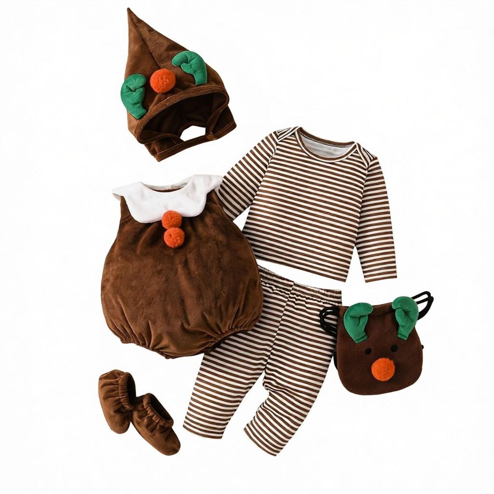 Pagliaccetto Natalizio Per Lattanti Set 6 Pezzi Con Cappello E Zaino Vestito Da Festa Per Bambini Piccoli Adatto A Celebrazioni E Riprese Fotografiche Delle Vacanze Invernali
