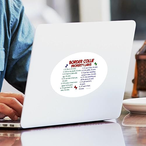 Miniatura 6 de CafePress Border Collie Property Laws 2 - Pegatina ovalada para parachoques de coche