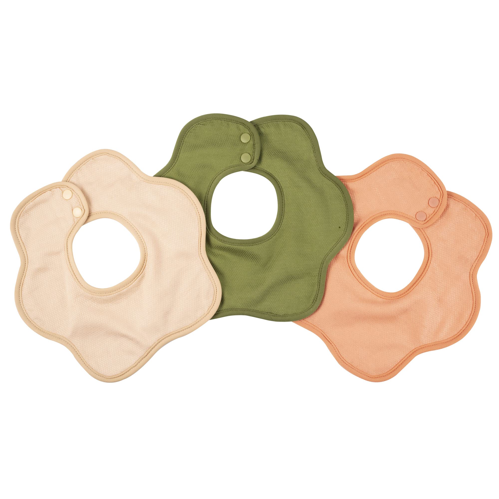 Tiny TwinkleRoundabout Drool Bibs 3 Pack - 360 Rotating Waterproof and Absorbent Teething Baby Bibs (Light Natural Set)