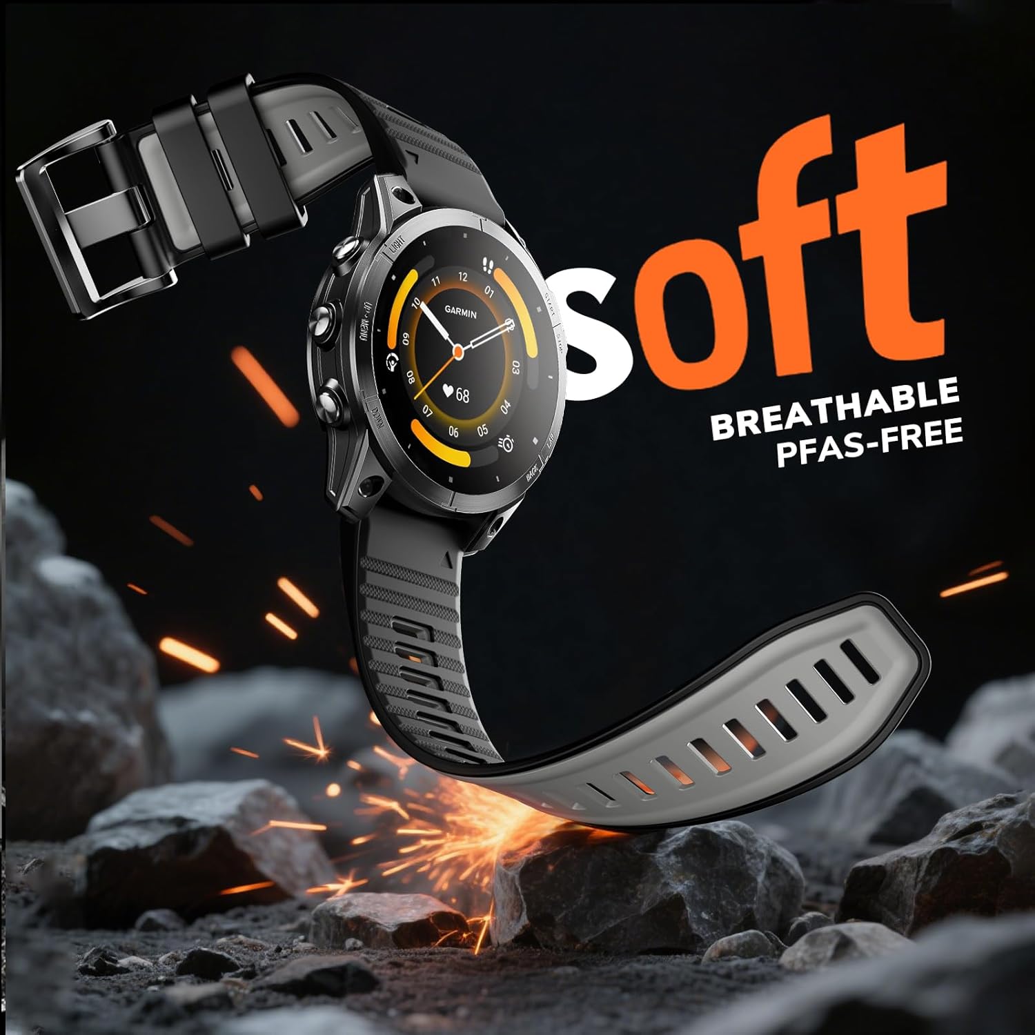 Quickfit 26mm Watch Bands for Garmin Fenix 8 51mm/7X/6X/5X, Sports Silicone Bands Compatible with Garmin Fenix 8 Pro 51mm/7X Pro/6X Pro/5X Plus/3/3HR/Descent MK1/MK2i Smartwatches - Image 4