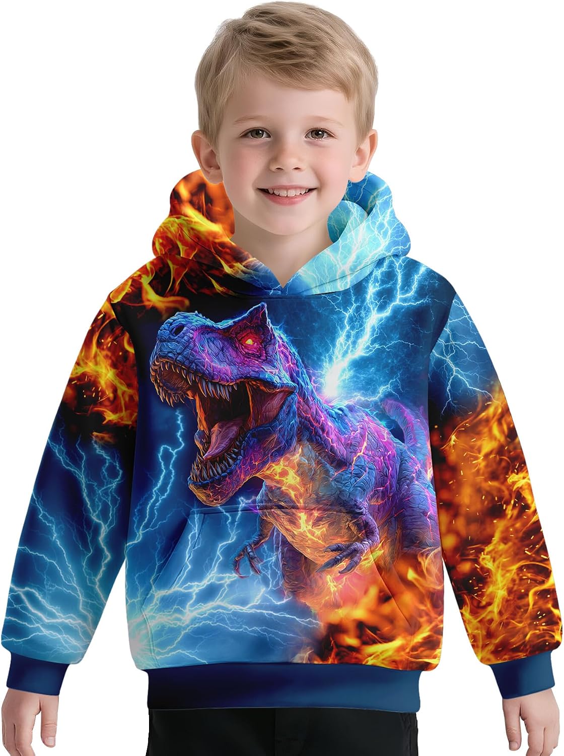 Kids 3D All Over Print Hoodie 3-14Y Lightweight Thin Pullover Sweatshirt