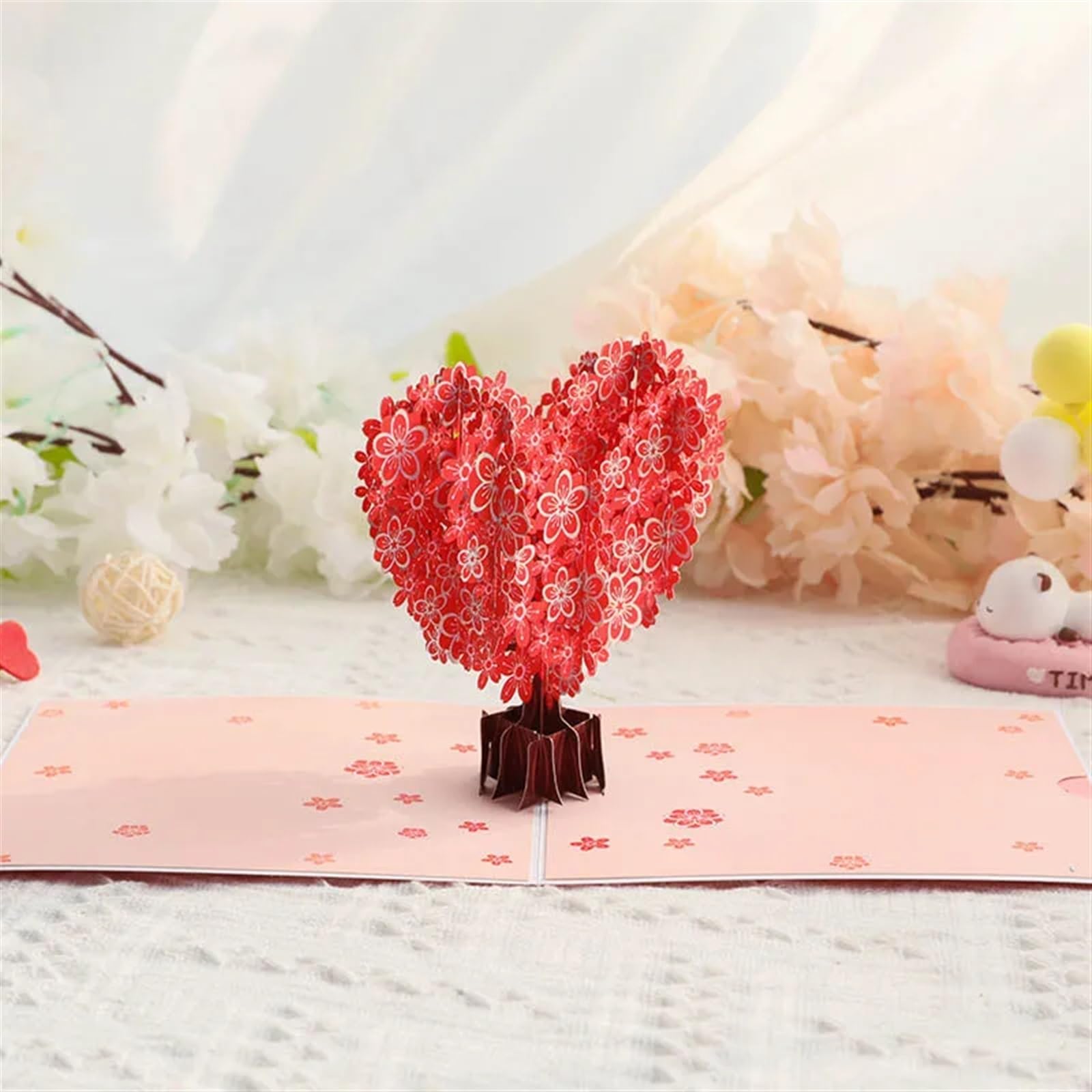 Zaproszenie na ślub Zaproszenia na każdą okazję, 3D Pop Up Love Cherry Tree ślubne z życzeniami 15x15 cm opakowanie 2 sztuki