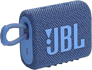 JBL Go 3 Eco with eco-Friendly Recycled Materials and Packaging, Wireless Portable Bluetooth Speaker, Pro Sound, Vibrant Colors with Rugged Fabric Design, Waterproof, Type C (Without Mic, Blue)