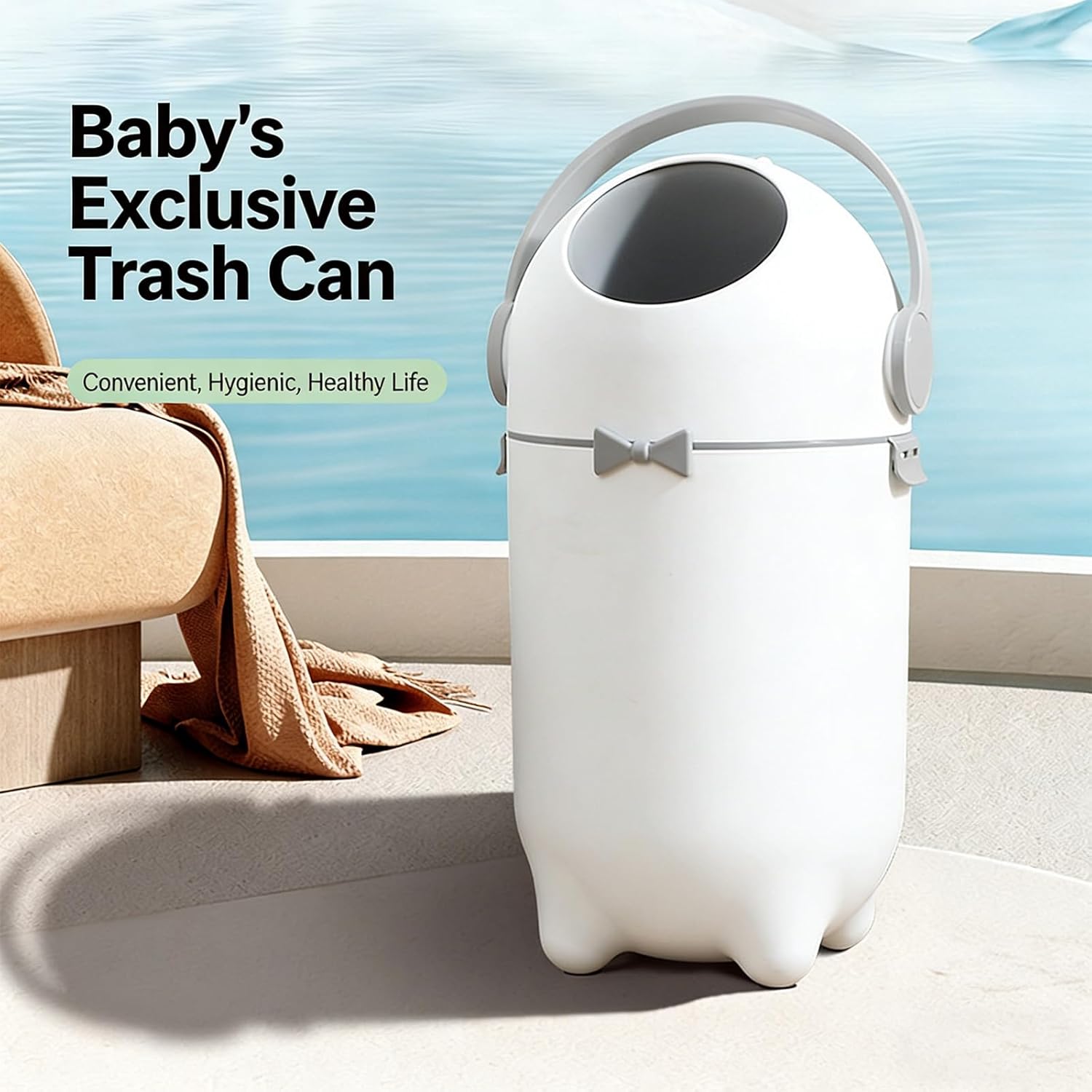 Diaper Pail Odors Less Diaper Disposal Unscented Nappy Diapers Bins 15L Capacity Refills with Any Bags Small Garbage Can
