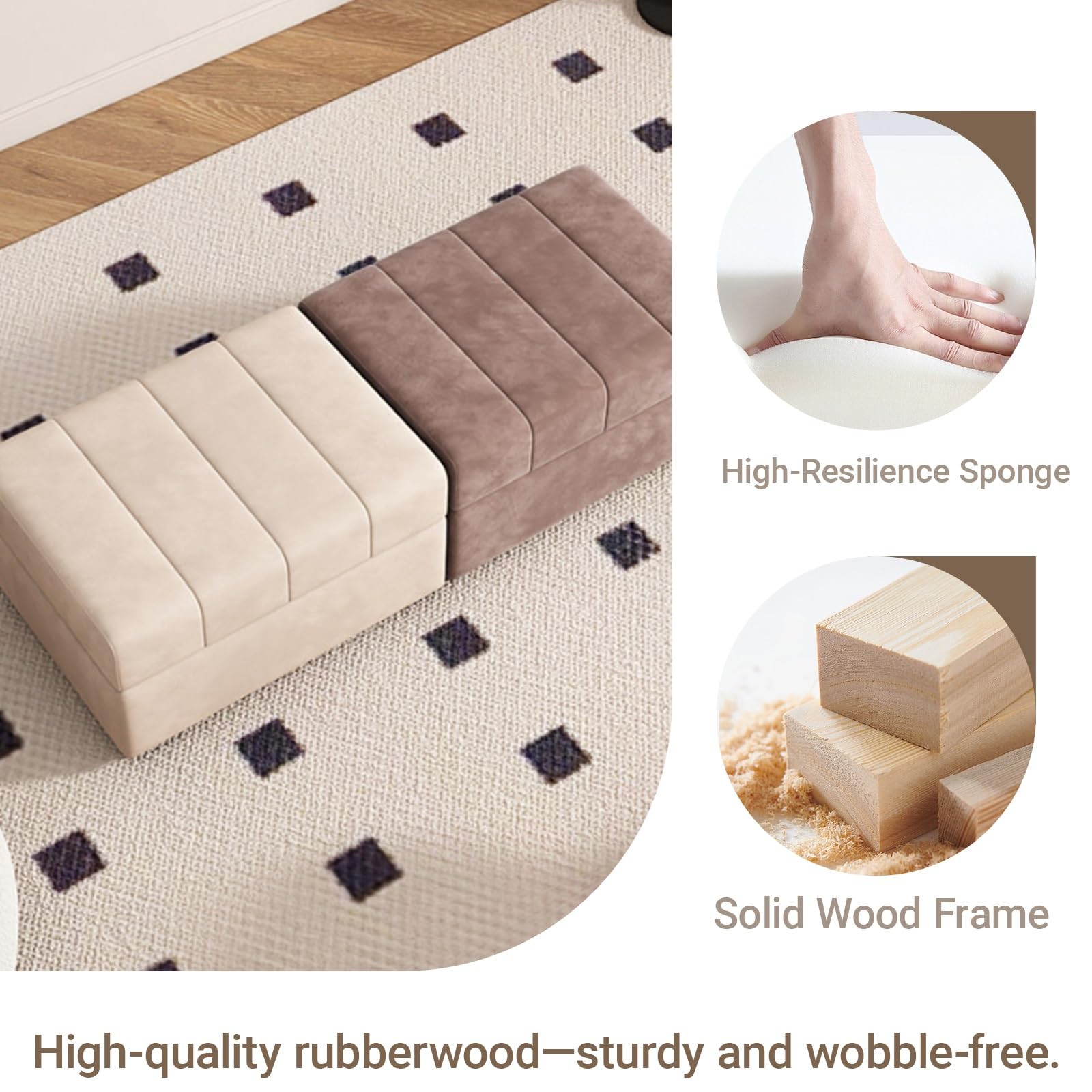 Gepolsterte Sitzbank aus Holz mit Stauraum, Moderne Flurbank mit aufklappbarem Deckel, Bettbank mit Schuhablage, großer Stauraum, für Flur und Wohnzimmer(Cream White,110cm/41.3in)