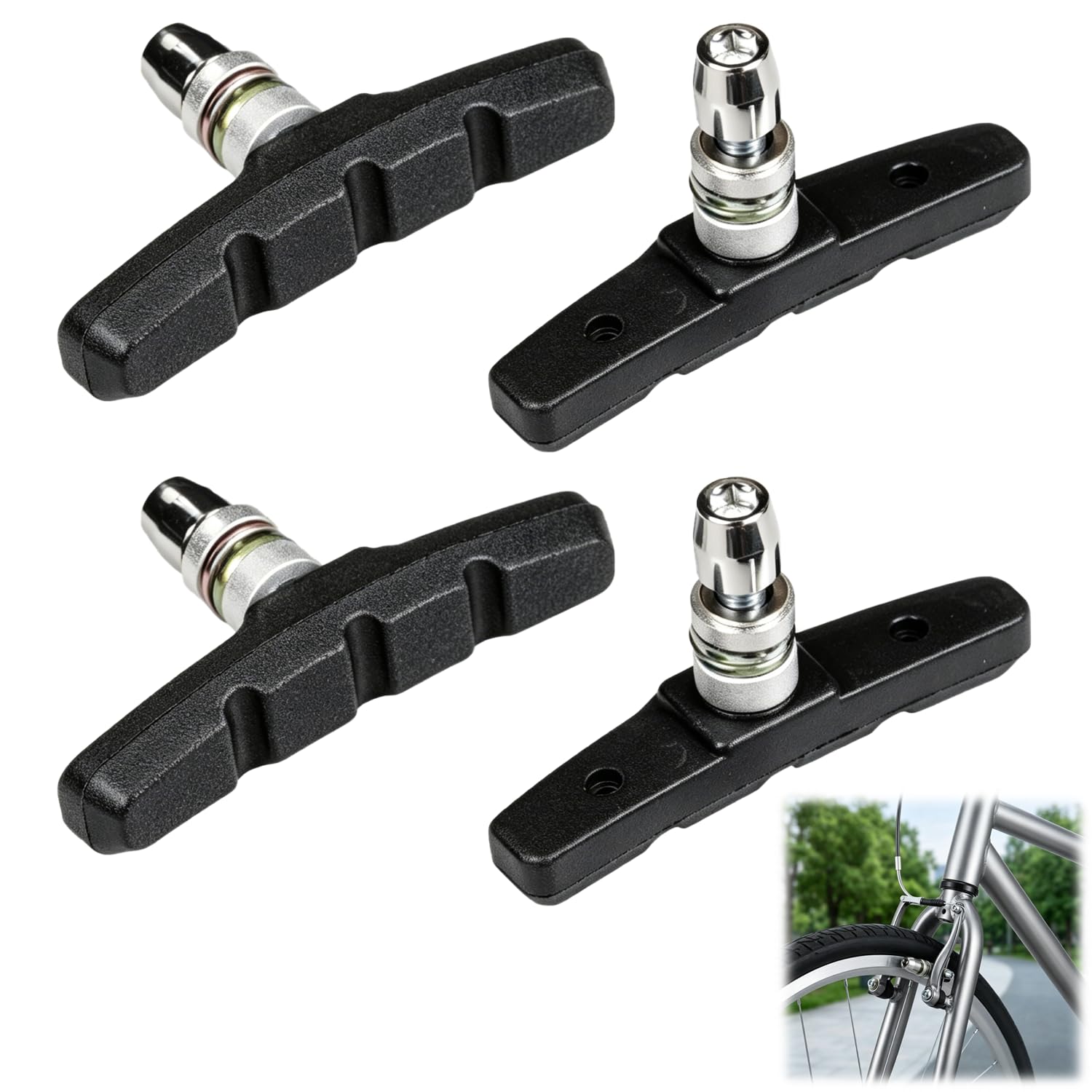 4Pcs V-Type Bicycle Brake Blocks,Compatible with V Brake Pads System