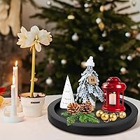 Vista 2 de Bandeja decorativa redonda para mesa de café, mesa de comedor, encimera, pequeñas bandejas de servir de madera, decoración de cocina de granja, Negro