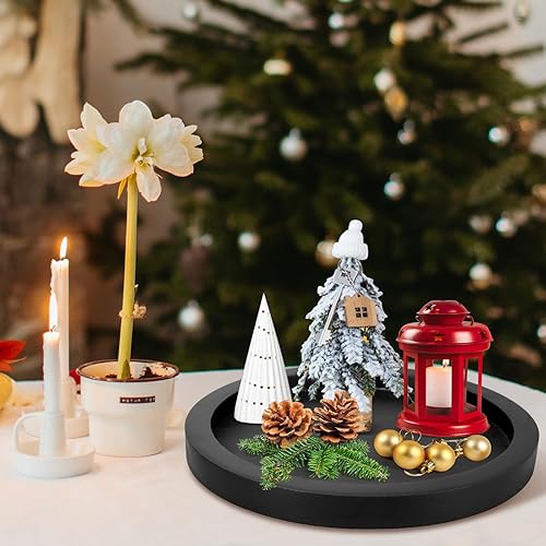 Miniatura 2 de Bandeja decorativa redonda para mesa de café, mesa de comedor, encimera, pequeñas bandejas de servir de madera, decoración de cocina de granja,