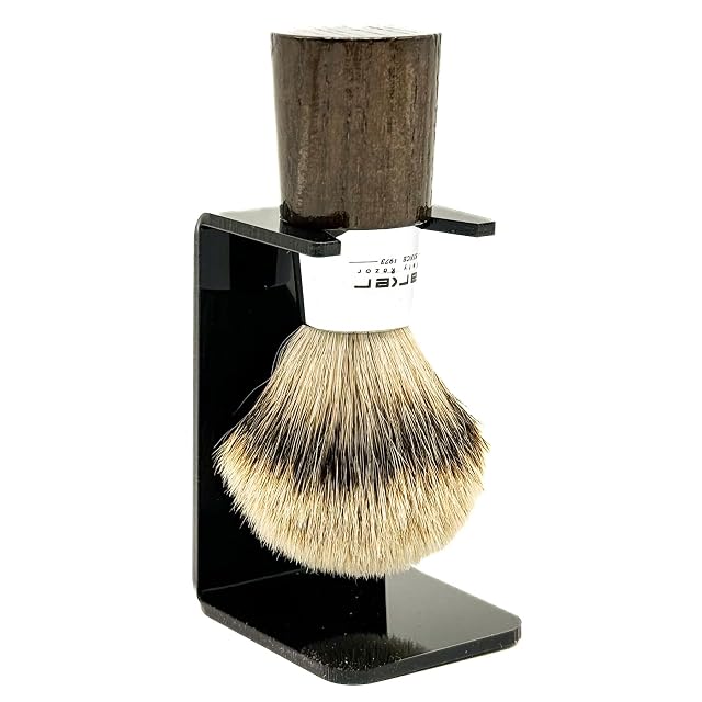 Parker Safety Razor Handmade Shaving Brush with 3-Band Silvertip Badger Bristles Stand Premium Walnut Wood Chrome Handle Luxury