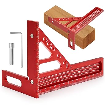 3D Speed Square, Carpenters Square 22.5 -90  Multi Angle Combination Squares with Angles Position Aid, Aluminum Alloy Set Square Measuring Tool, Woodworking Protractor Tool for Engineers & Carpenters