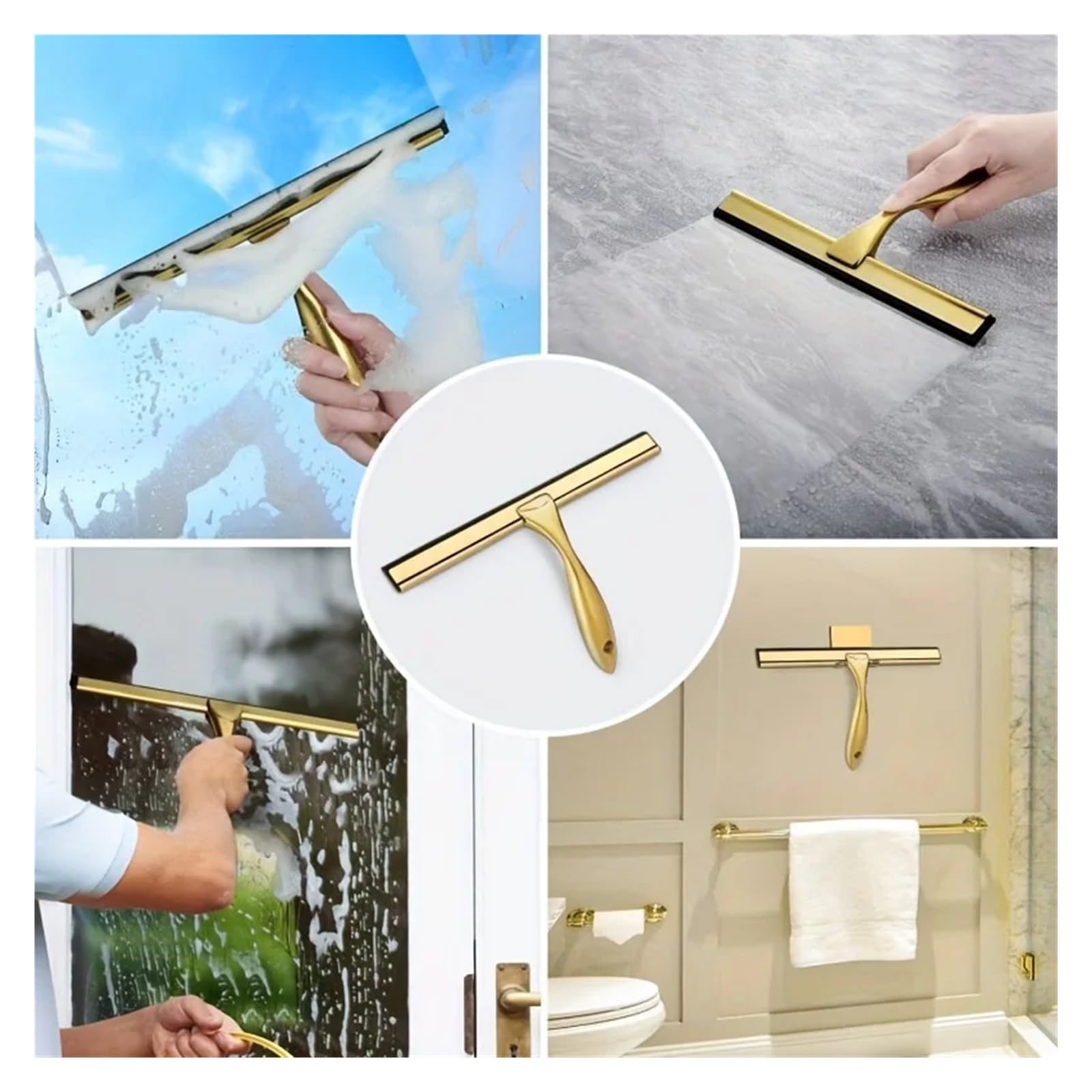 Limpiaparabrisas de Ducha Limpiador de Ducha Acero Inoxidable 10 Pulgadas for Superficies duras, Ventanas, Espejos, Azulejos, vidrios automóviles con Gancho, Limpiador Multiusos