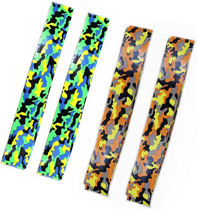 MFEI 4 pcs Tennis Overgrip Tapes, Hand Print Overgrip, Absorb Moisture and Anti-Slip Overgrip Grips Tape Perfect for Tennis Racket, Racquetball Grip, Squash Racquet (Blue & Orange)