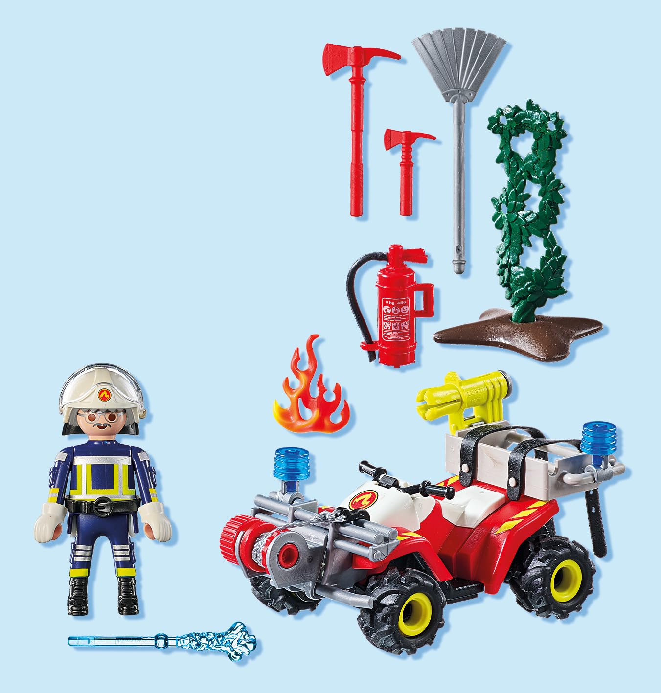 PLAYMOBIL | Action Heroes | Quad de Bomberos apaga Incendio de setos | Coche de Bomberos | Juguete para niños y niñas a Partir de 4 años | 71825