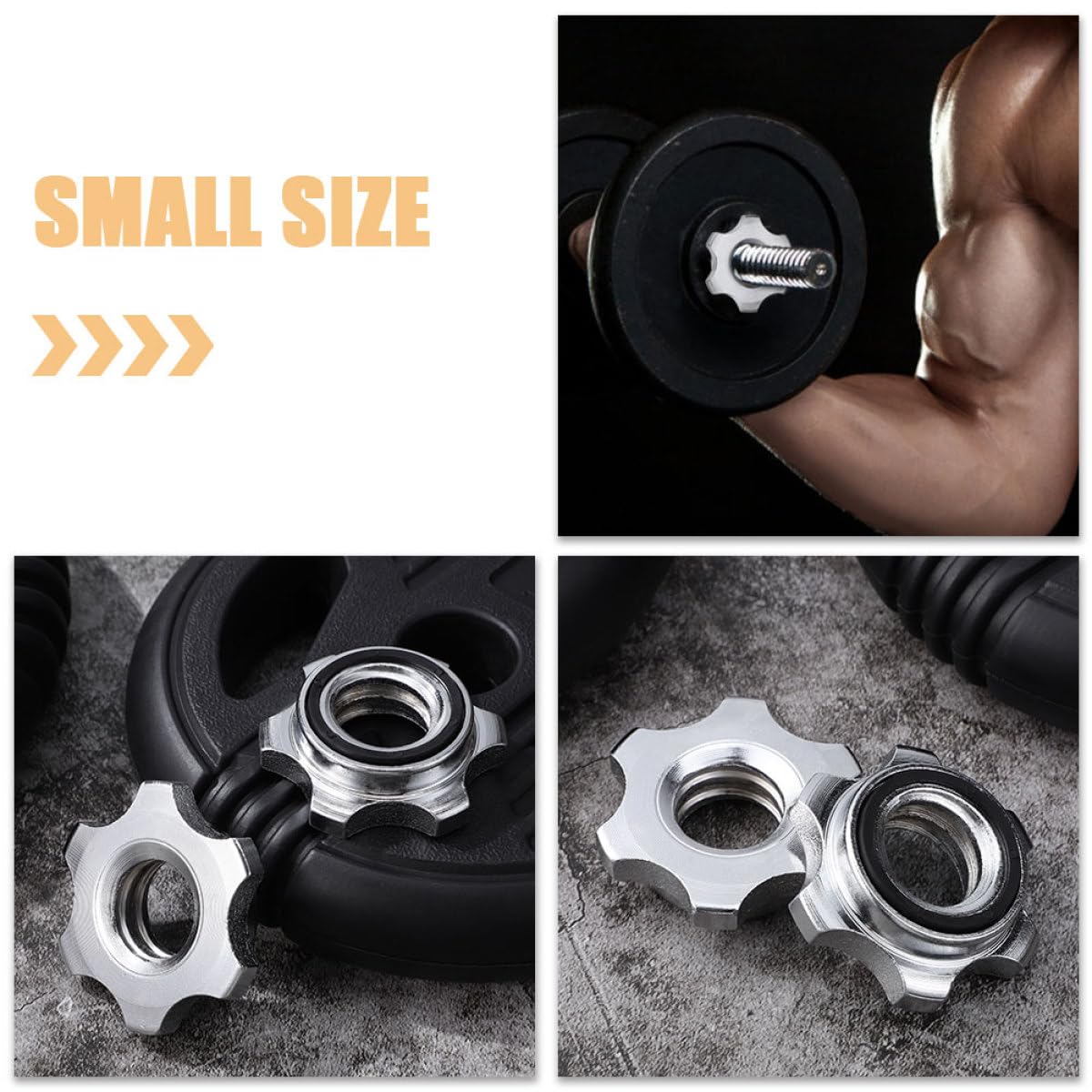 SHINEOFI 4 Stück rutschfeste Sicherheitsmuttern aus Gusseisen 25mm Sechskant Hantelmuttern mit Doppelsicherung für Langhantel und Kurzhantelstangen Fitnesszubehör