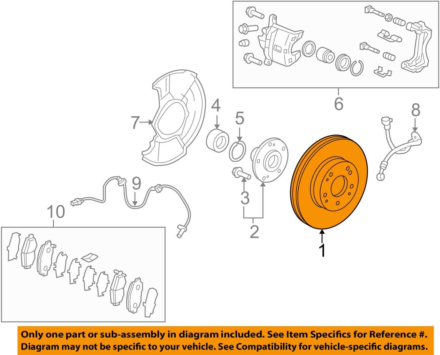 Genuine Honda 45251-TR3-A00 Front Brake (14" Disk