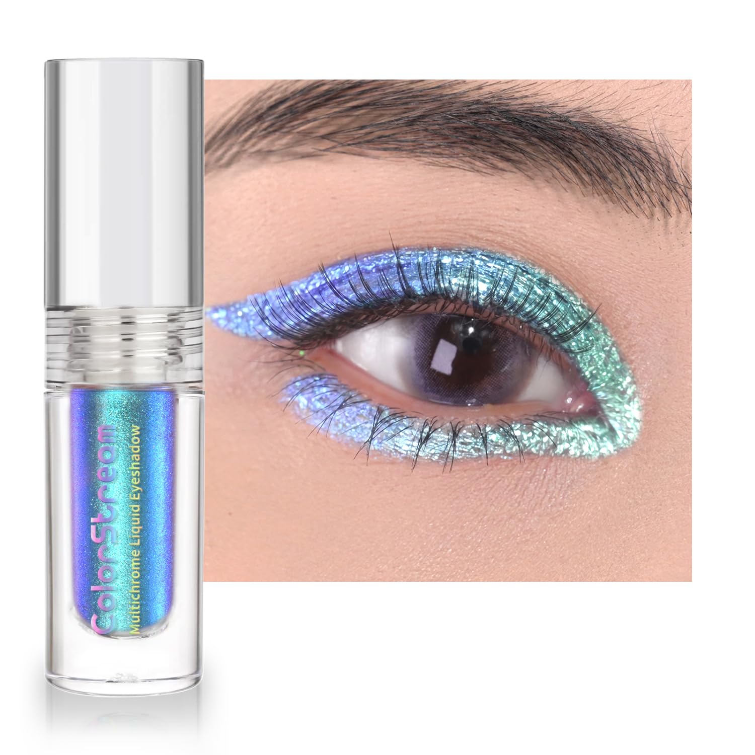 CHARMACY Liquid Duochrome Eyeshadow, Metallic Eye Looks, Long Lasting Glitter Eye Shadow Sets Metallic Pigments, Quick Drying, Sparkling Shiny Eye Makeup for Beginners, 1.6g (#04)