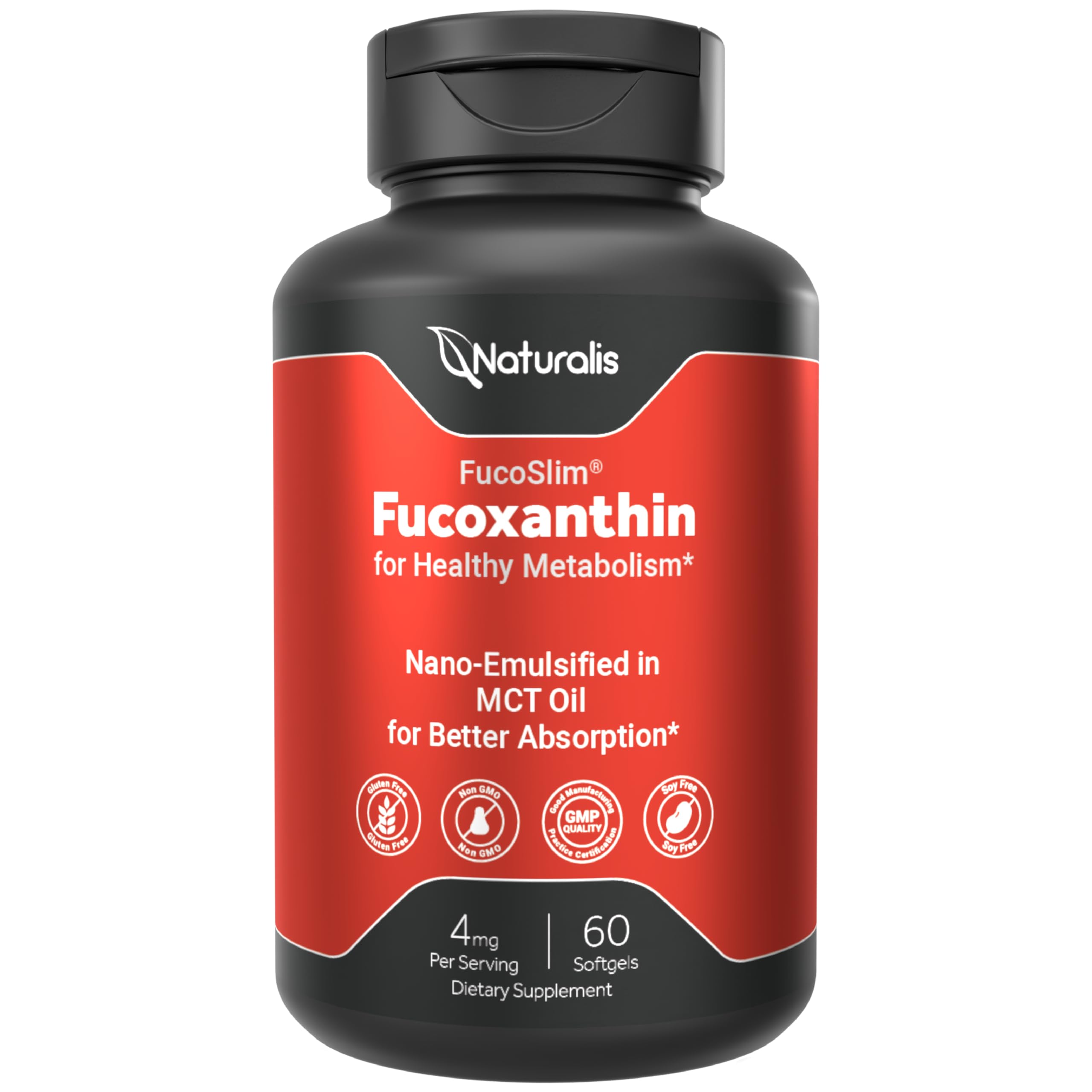 New Zealand Fucoxanthin (4mg) | Made with FucoSlim® | Non-GMO, Soy & Gluten Free | 60 Softgels (2 Month Supply)