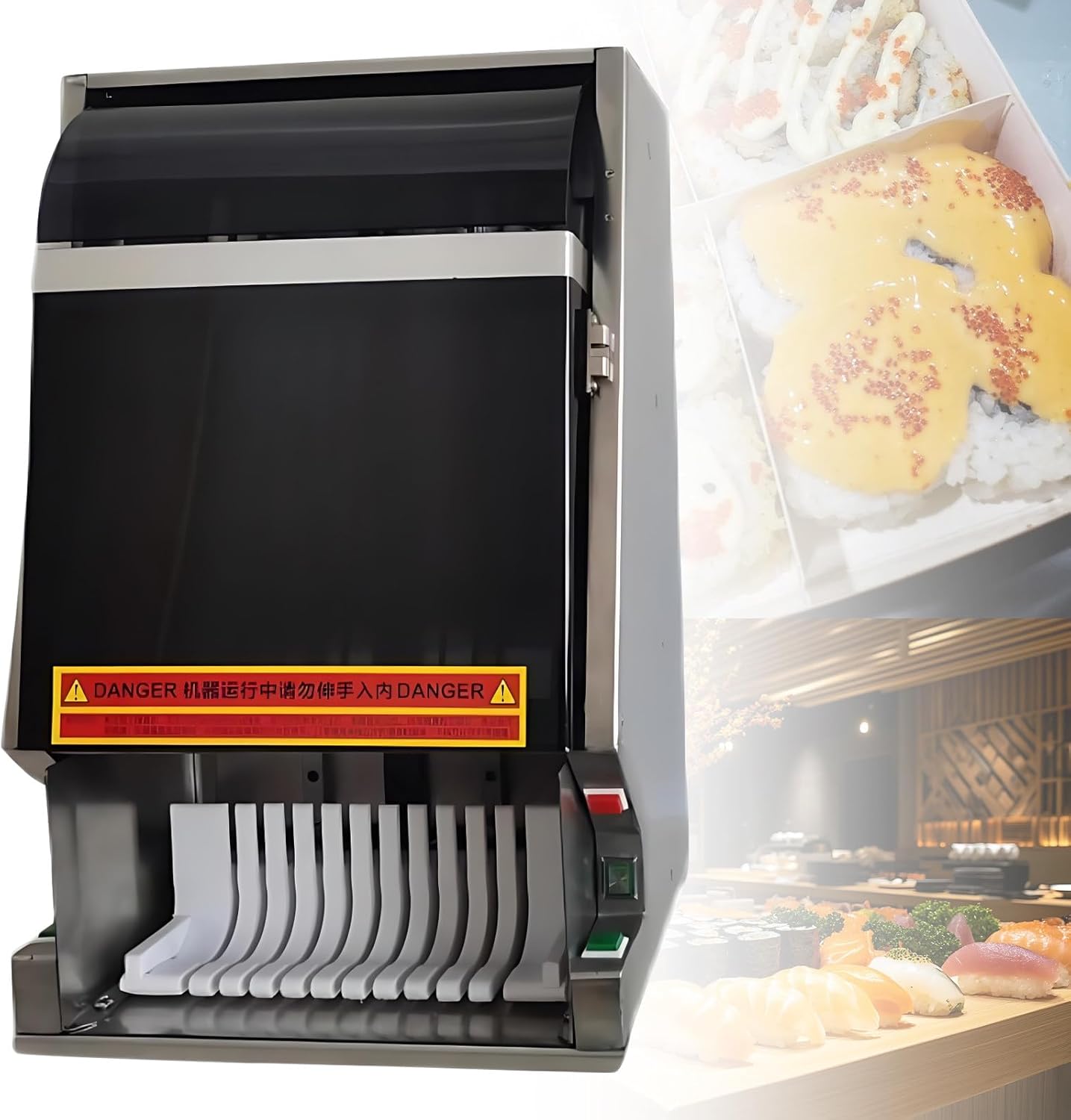 Automatic Sushi Roller Cutting Machine,Desktop Multifunctional Electric Sushi Maker,8/10/12 Piece,Removable Stainless Steel Blade,for Restaurant, Kitchen 8pieces