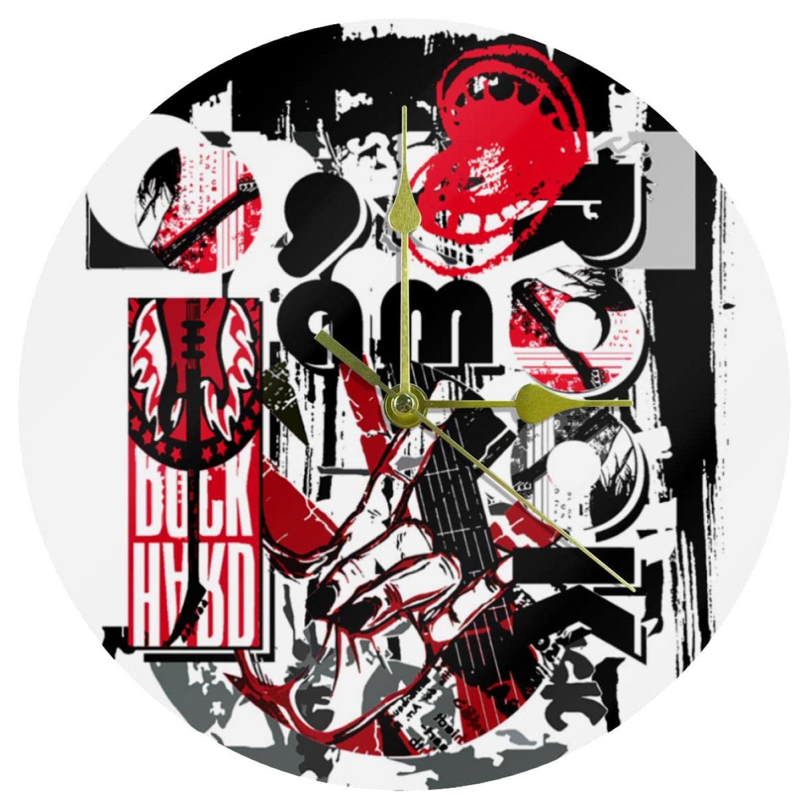 Horloge murale pour la maison et le bureau au design de musique rock en acrylique
