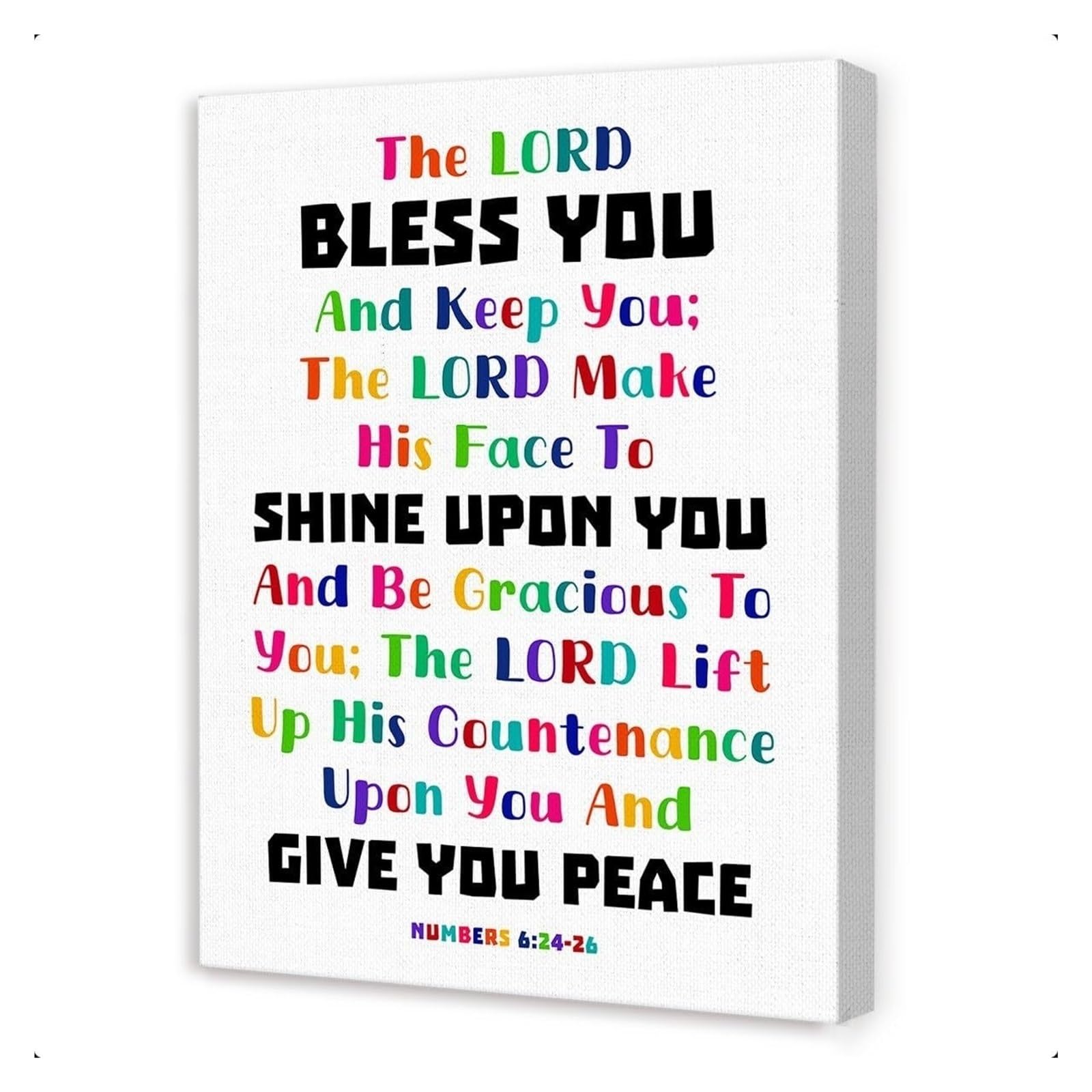LLBOGRGGN Gods Blessing Christian Wall-Art for Bible Scripture Nursery Sunday School Classroom Decor(Framed,12x18inch(30x45cm))