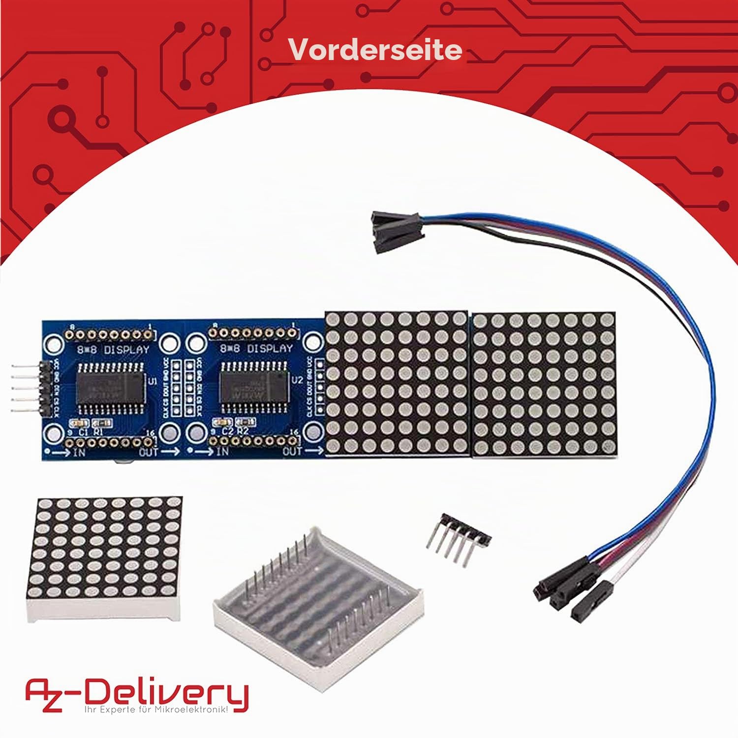 8x32 LED-Matrix-Modul – Serielle Schnittstelle, 5V, Für Raspberry Pi & Arduino, 3 IOs Nötig 8x32 LED-Matrix-Modul – Serielle Schnittstelle, 5V, Für Raspberry Pi & Arduino, 3 IOs Nötig