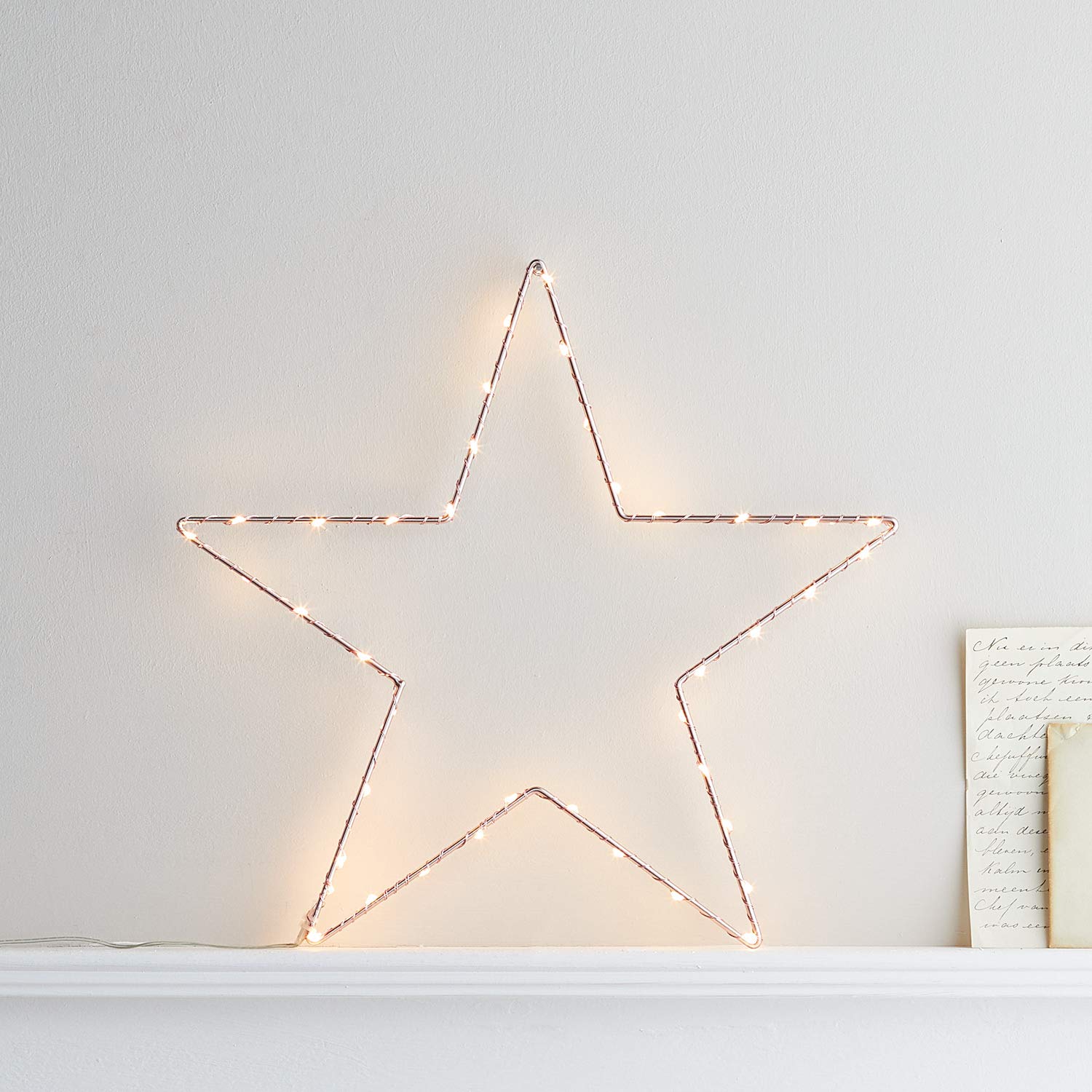 Lights4fun 4x Osby Sterne Rose Gold 40 Micro LEDs 36cm Batteriebetrieb Timer Leuchtsterne Kinderzimmer