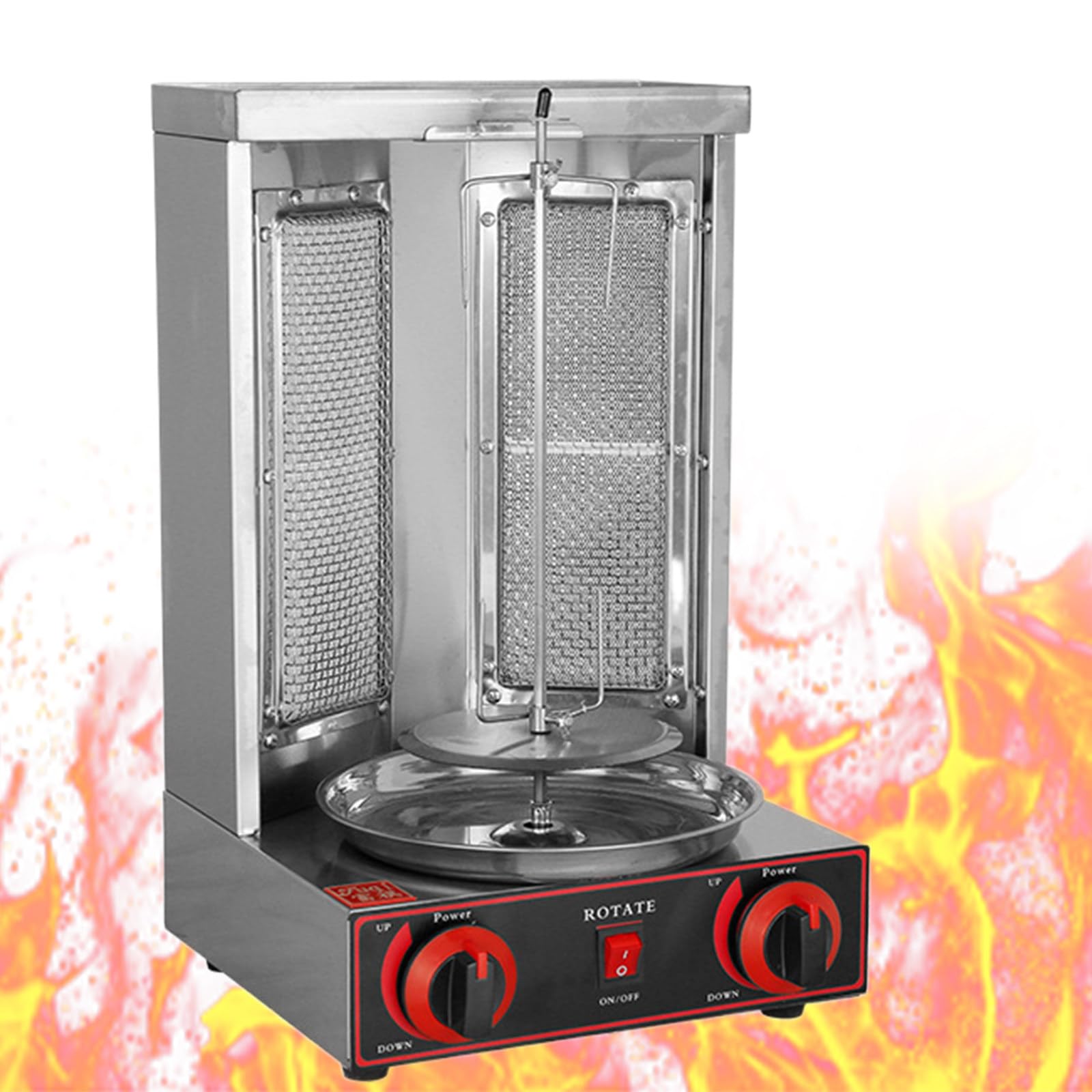 Horno Shawarma Giratorio Vertical - Máquina asadora, shawarma y Kebab - Resistente a Las Manchas y energéticamente eficiente - Puerta Resistente al Calor,Gas