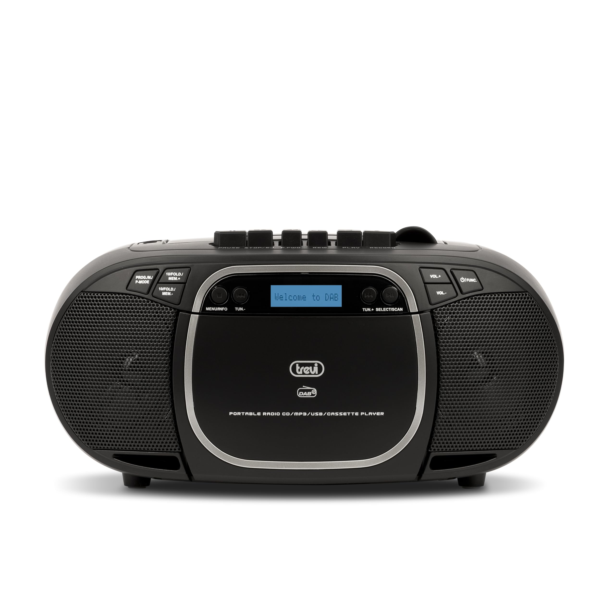 Trevi CMP 576 Stereo Portatile DAB FM, Boombox con Lettore CD e Musicassette, Ingressi USB, AUX-IN e Presa Cuffia