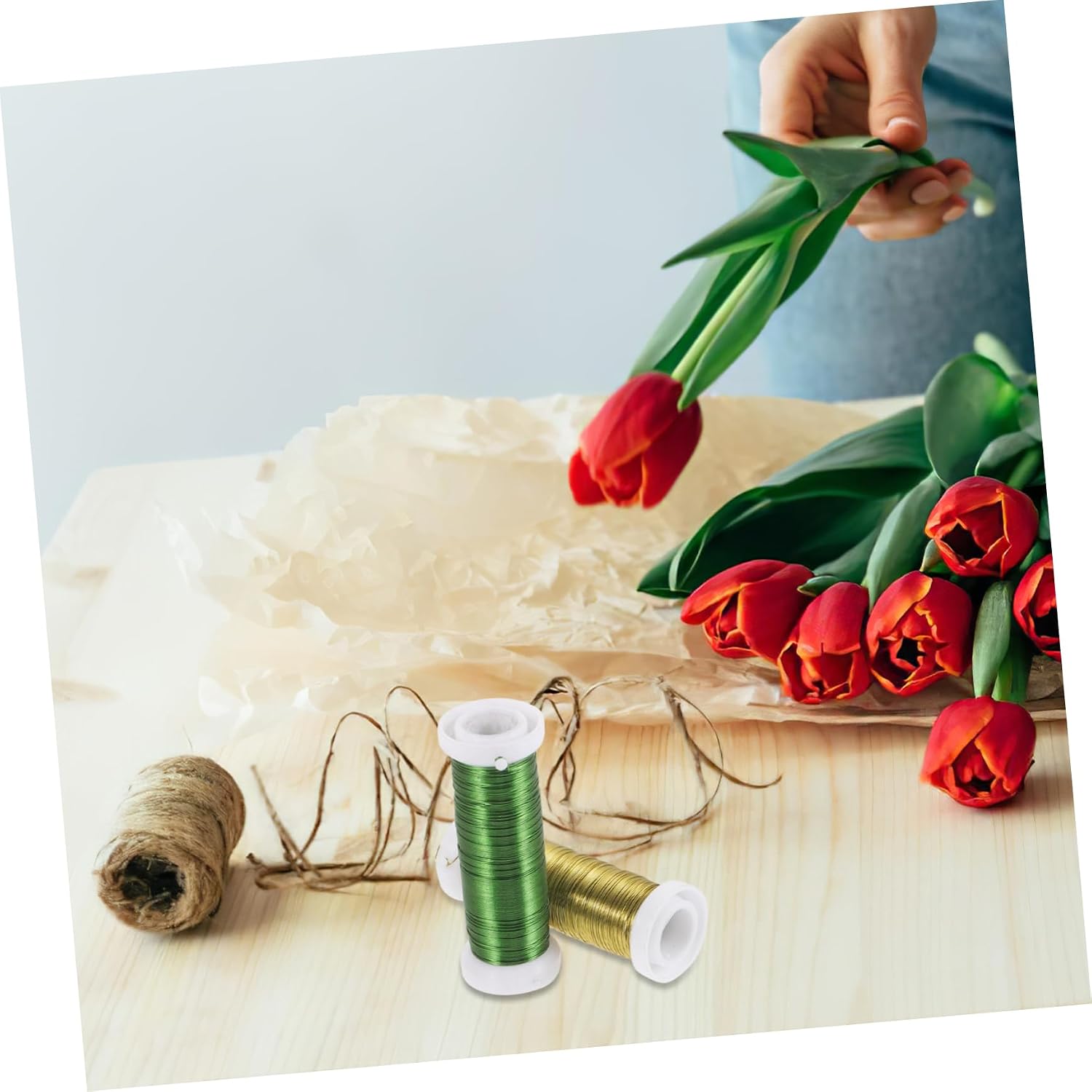2rolls Artificial Flower Stems Vibrant Floral Wires for Flower Arrangements Wedding Bouquets Corsages and Crafts Iron Wire for Floral Projects