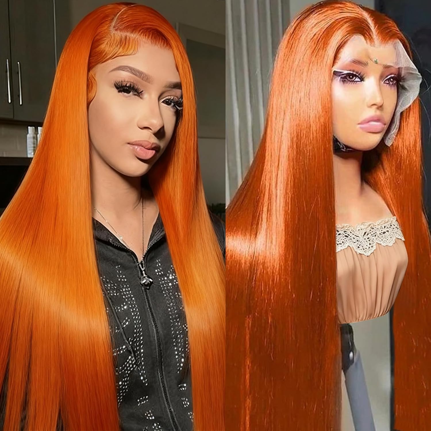 32 Inch Ginger Wig Human Hair 13X6 200% Density Ginger Orange Lace Front Wigs Human Hair 350 Colored Straight HD Transparent Lace Frontal Wigs Pre Plucked With Baby hair