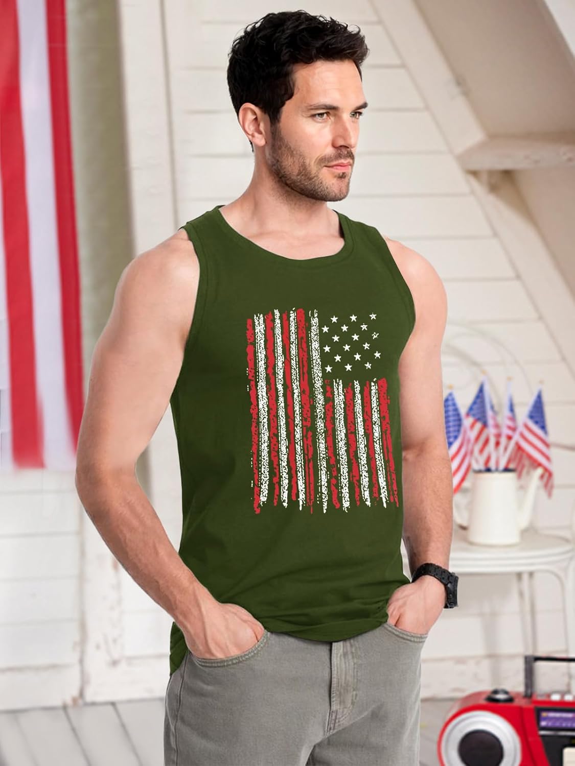 4th of July Tank Top Men 250 Anniversary Patriotic Sleeveless Shirts Stars and Stripes Independence Day Muscle Tanks - Image 4