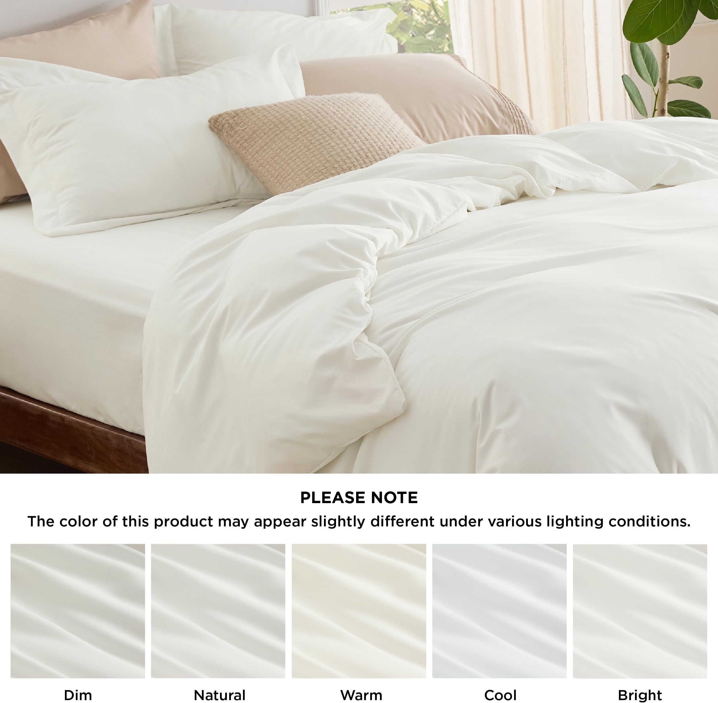 Bedsure Duvet Cover with Fitted Sheet King - Deep Pocket, Hotel Luxury Soft Double Brushed Bedding Set with Zipper Closure, 1 Duvet Cover, 1 Fitted Sheet, 2 Pillow Shams, NO Comforter, Ivory White