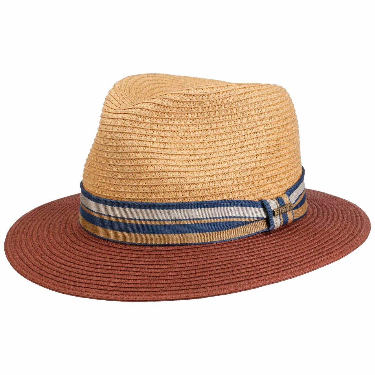 Stetson Romaro Toyo Traveller Straw Hat Men UV Protection 40+ Wide Brim Striped Ribbon Trim Spring Summer