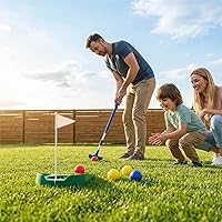 Vista 6 de Putter ajustable para todas las edades, juego de minigolf para hombres y mujeres, diestrozurdo, equipado con 3 bolas y 1 agujero, para Navidad
