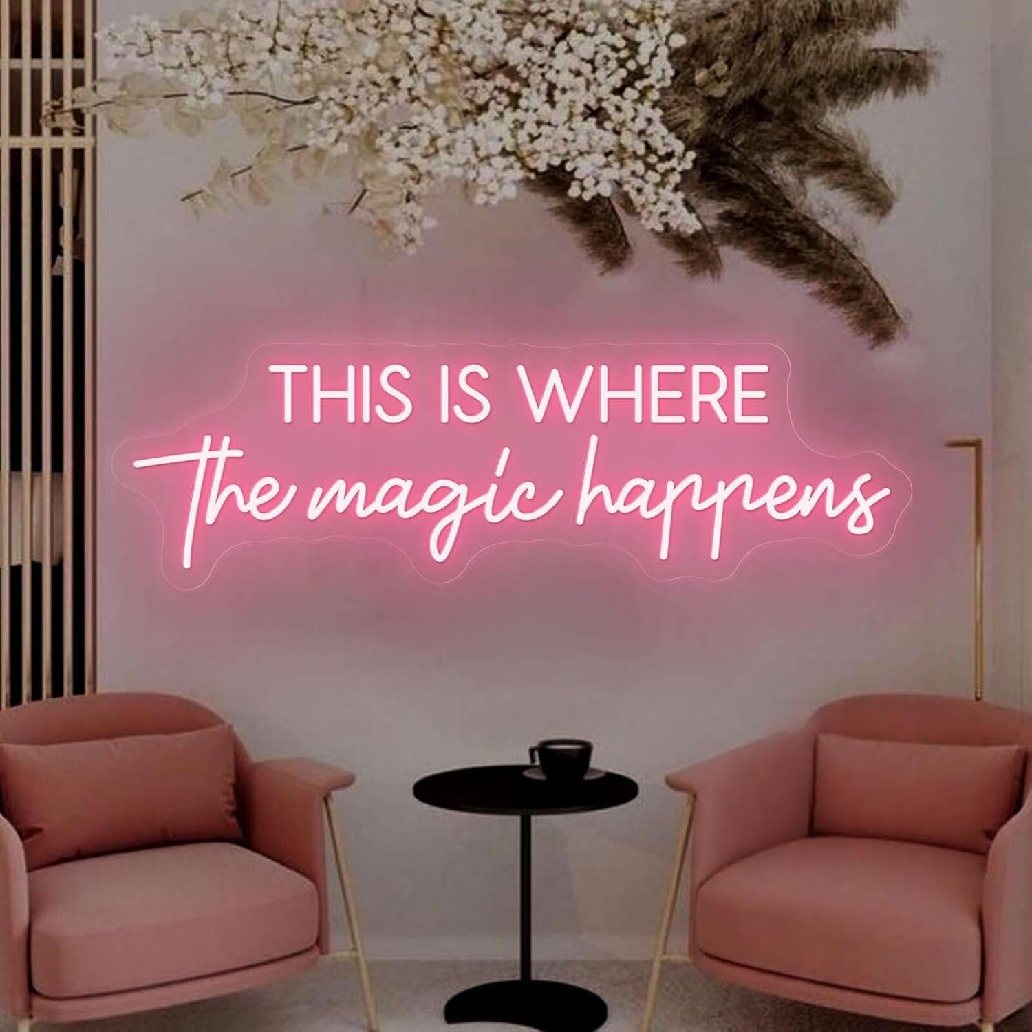 Custom This Is Where The Magic Happens Neon Sign, Beauty Salon LED Wall Light, Hairdresser and Skincare Room Decor, Spa Studio Wall Art, Esthetician Business Gift