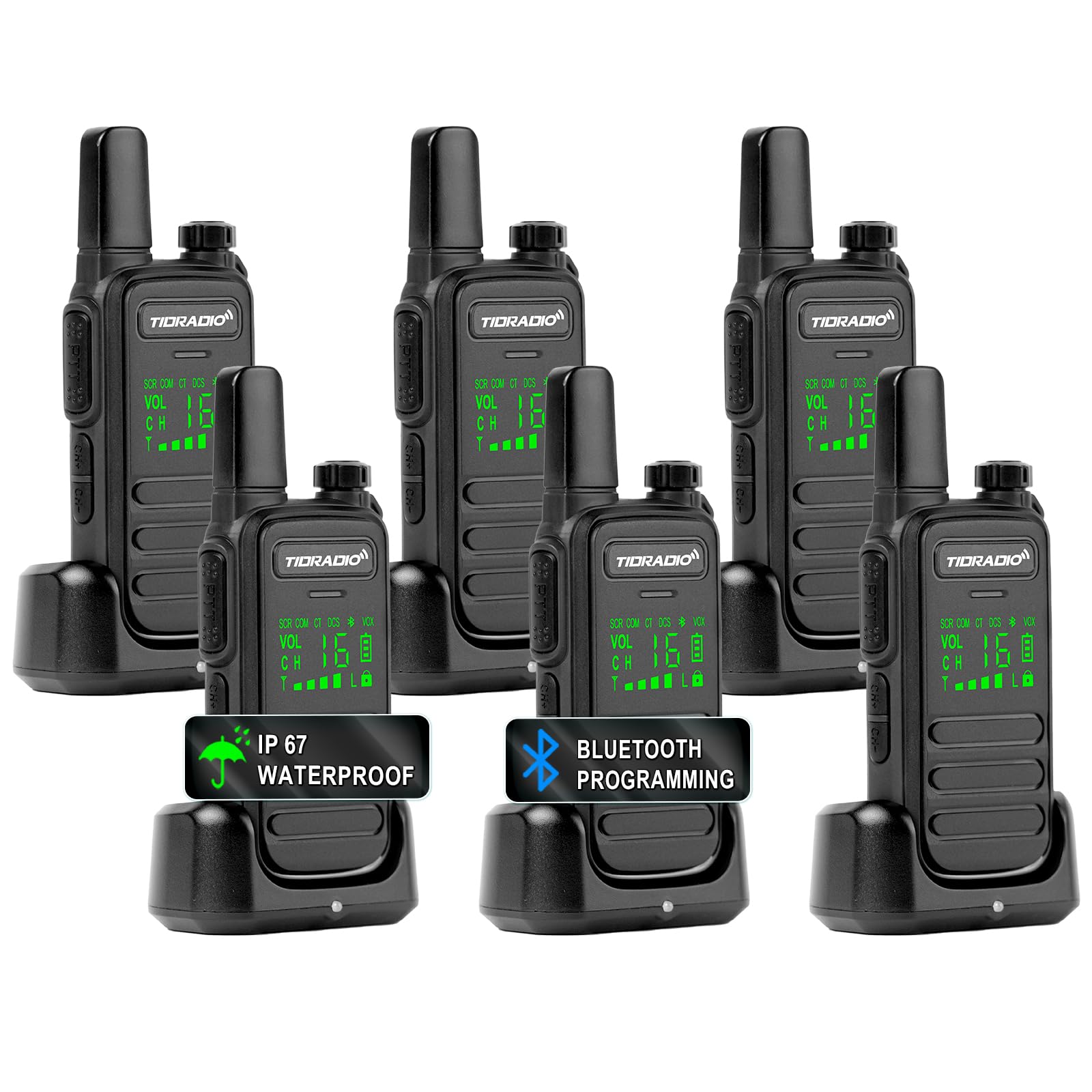 TIDRADIO TD-M11 Walkie Talkies for Adults Kids, Long Range Waterproof PMR446 Licence Free 16CH Type-C Rechargeable LED Light Screen Earpieces-2Pack Two Way Radio — view 10